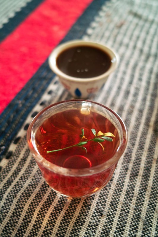 And another interesting thing about Ethiopia is that coffee is served together with tea, sometimes even mixed. Here tea has some sort of local medicine in it. 
