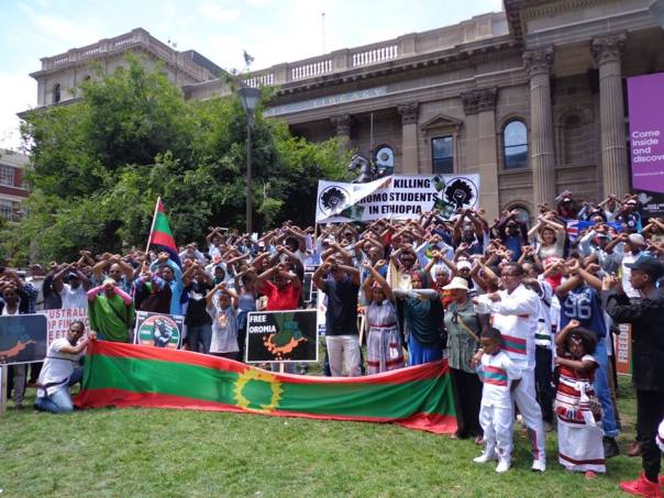 Members of the Oromo community in Melbourne protest against the Ethiopian regime, January 3. Photos: Ali Bakhtiarvandi.
